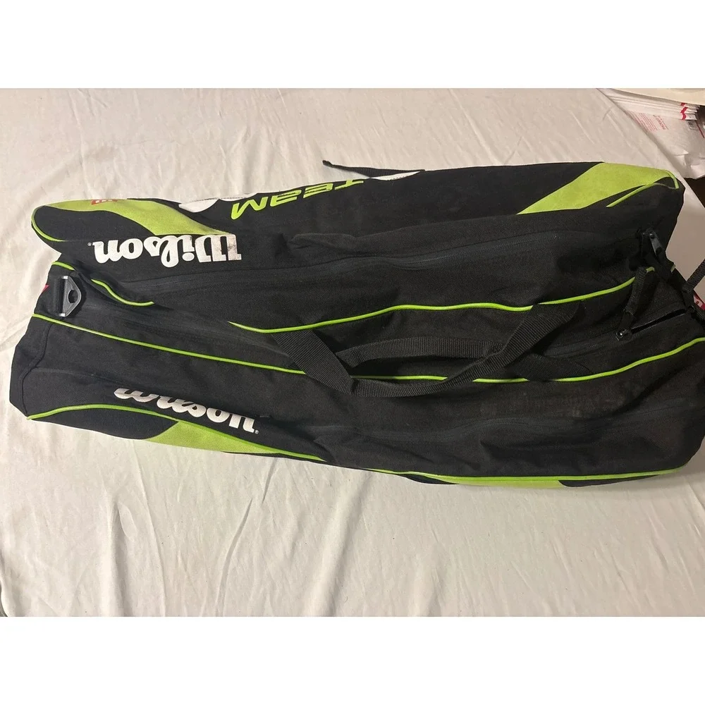 Wilson Team Tennis Racket Bag Unisex OS Black Lime Green  Backpack Strap